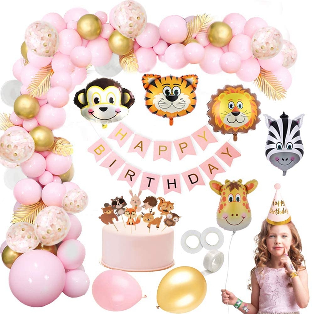 YANSION Pink White Birthday Party Decorations for Girls, 47 Pcs